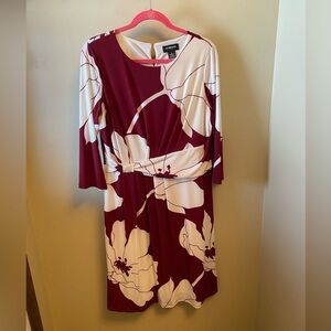 Liz Claiborne Burgundy and White Floral Dress